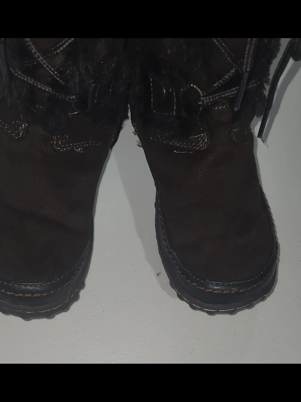 Big Kids Brown Faux-Fur Lace-Up Winter Boots Size 5.5